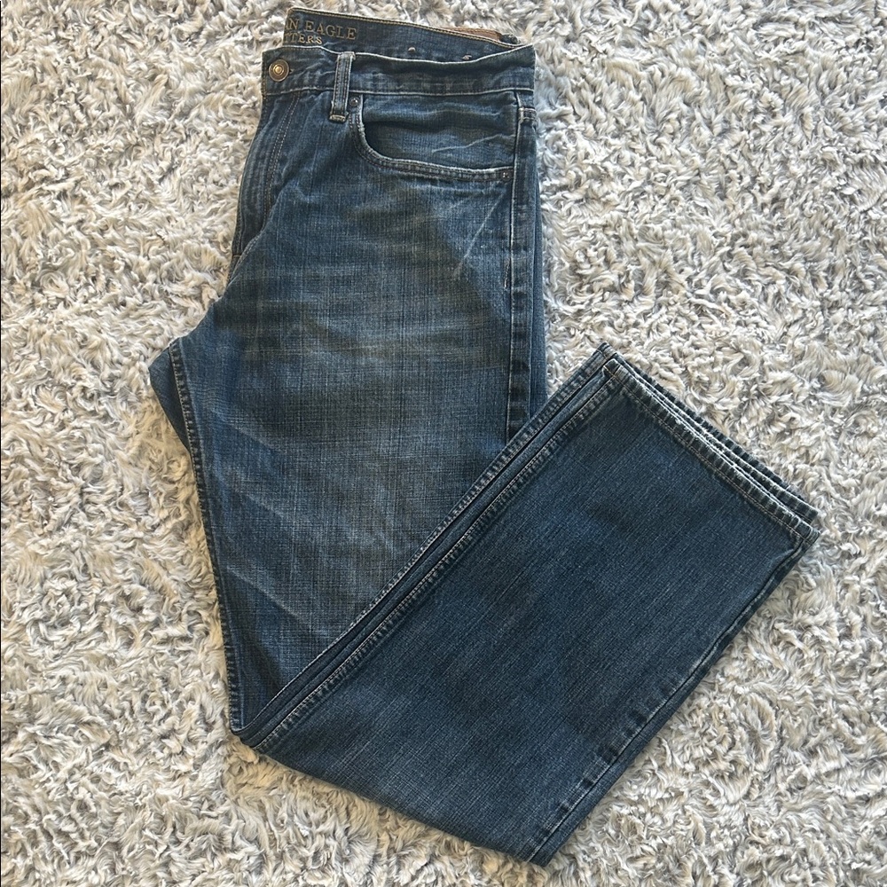 Mens American Eagle Loose Fit Blue Jeans Size 34/34 - Picture 2 of 9